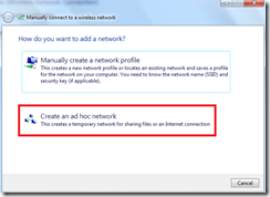 CreateAdhocNetwork
